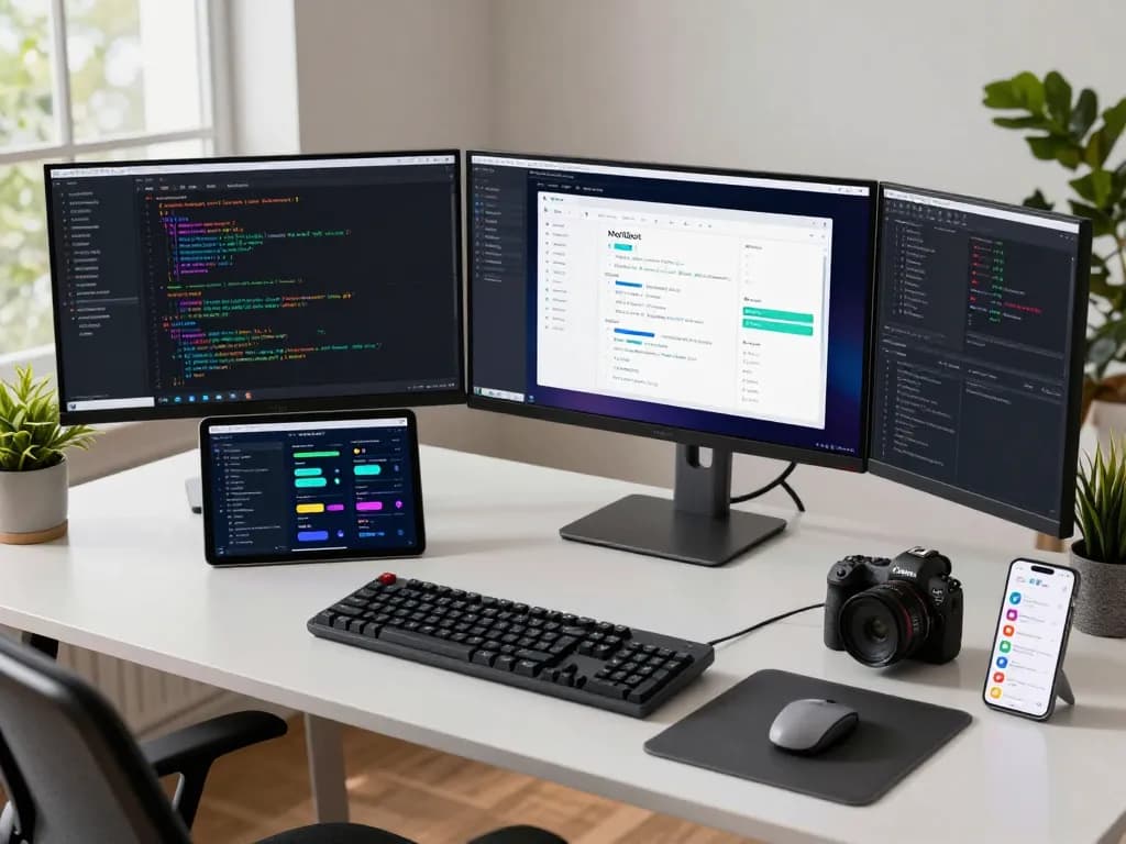 Moltbot personal AI assistant managing tasks in a modern workspace with vibrant coding and automation dashboards, highlighting tech efficiency.