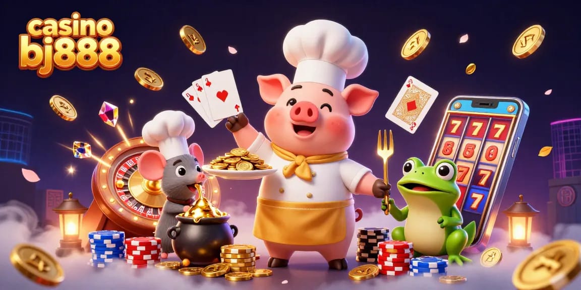 Experience the excitement of casino bj888 with dynamic 3D characters and vibrant casino elements.