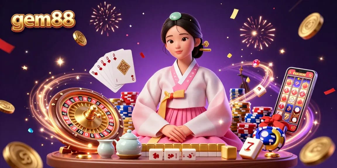 Engage with gem88's exciting casino experience featuring vibrant gaming elements and a serene elegance.