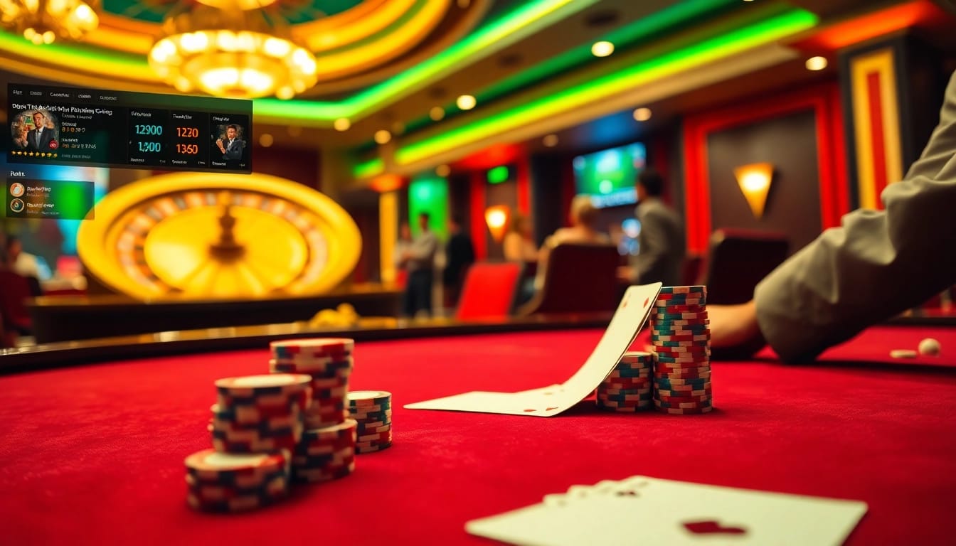 tt88 showcasing a thrilling poker game at a luxurious casino table with vibrant chips and cards.