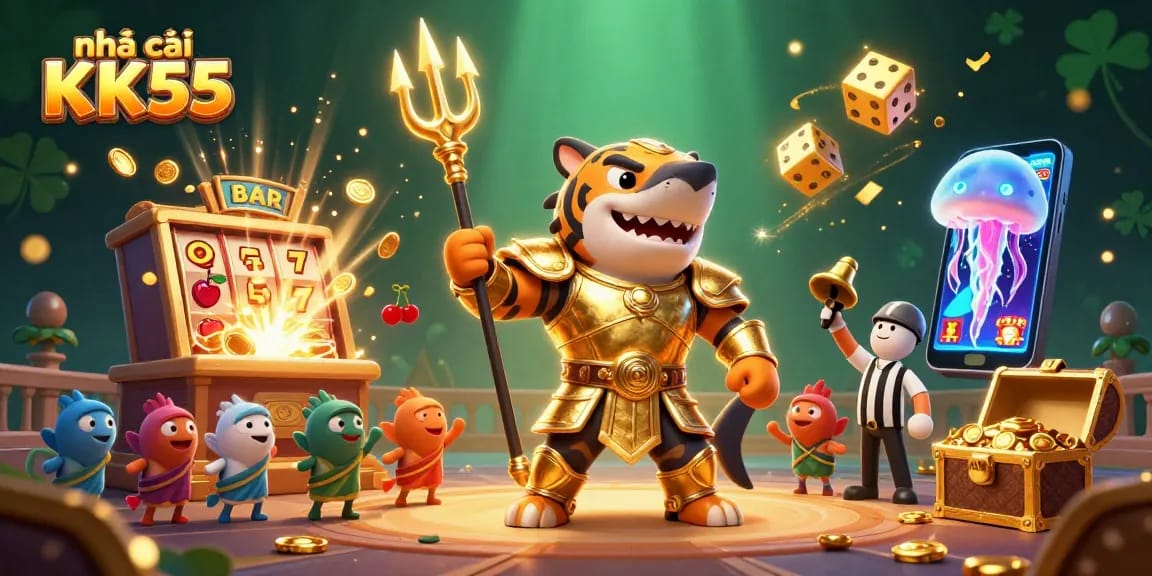 Engage with nhà cái KK55 and its thrilling 3D casino adventure featuring slot machines and vibrant characters.