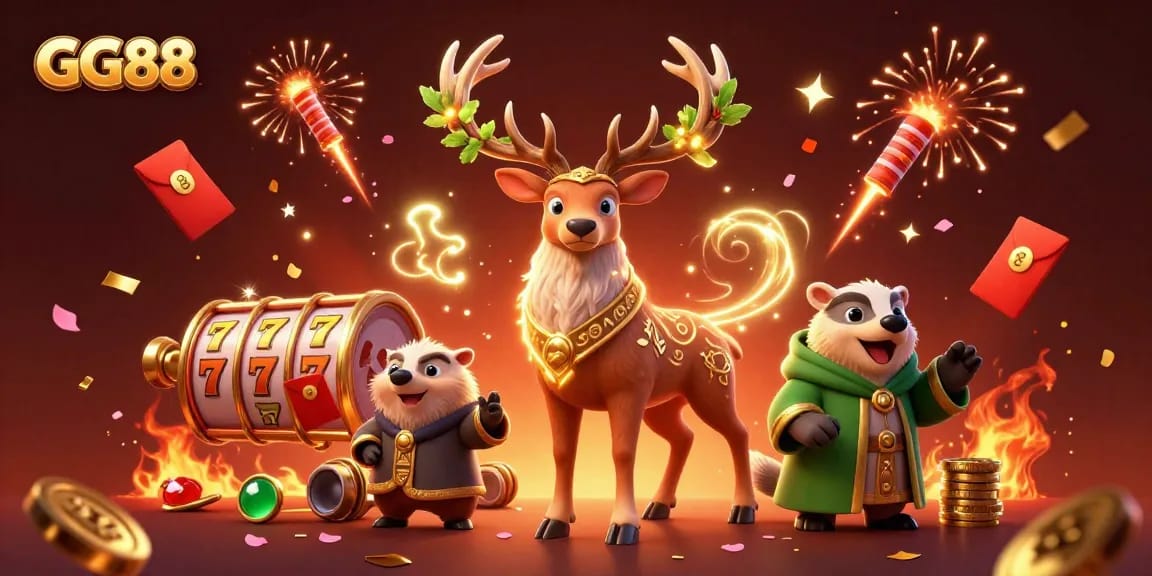 Play engaging slot games with GG88 featuring cheerful characters and rich game elements.