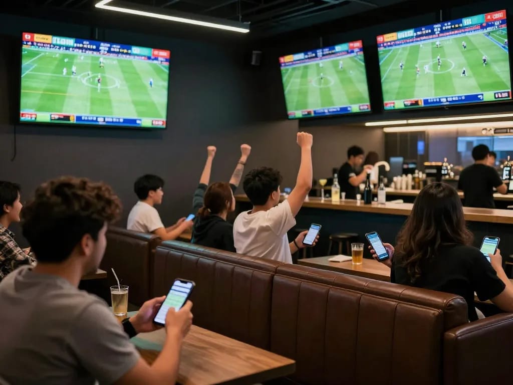 Fans using keobongda sports betting app during live matches, enhancing their betting experience.