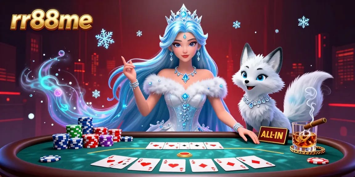 Experience the thrilling world of rr88me with a stunning casino illustration, showcasing dynamic poker elements and enchanting characters.