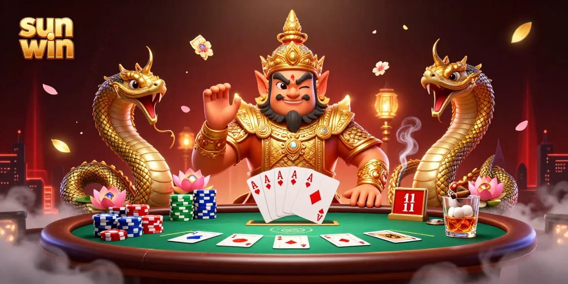 Experience the thrill of sun win at this vibrant poker table while enjoying an exciting gaming atmosphere.