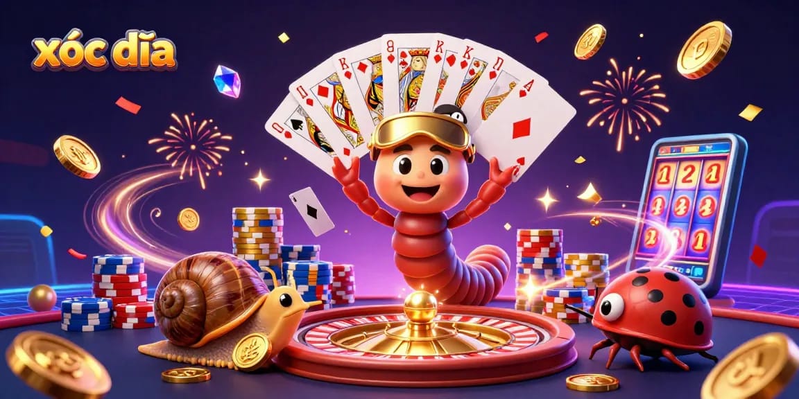 Experience the excitement of xóc đĩa with vibrant characters and rich gaming elements in a casino atmosphere.