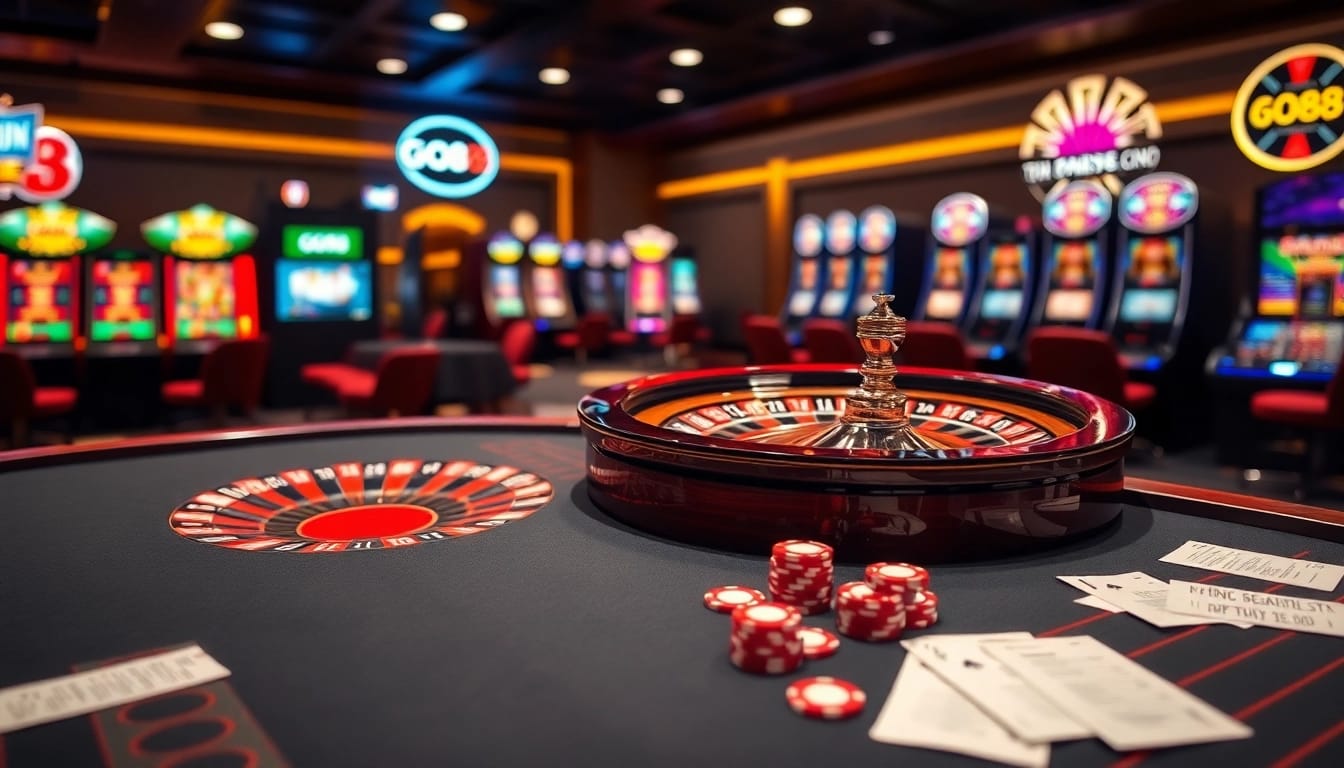 Experience thrilling gameplay at go88 with vibrant casino tables and slot machines.