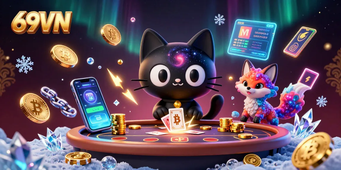 Engage in thrilling gameplay at 69VN's cosmic casino with vibrant characters and dynamic elements.
