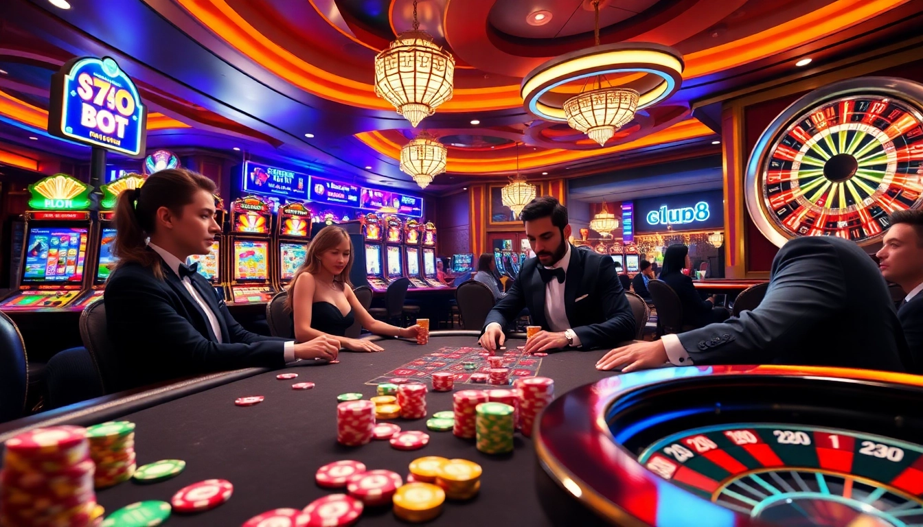 Experience high-stakes gaming at https://www.sclub88.bet/ with poker chips, cards, and a roulette wheel.