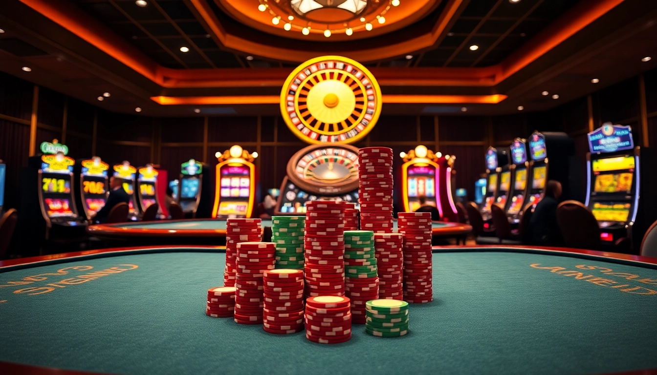 Experience thrilling gaming at https://sunwin5.org/ with casino tables and vibrant slot machines.