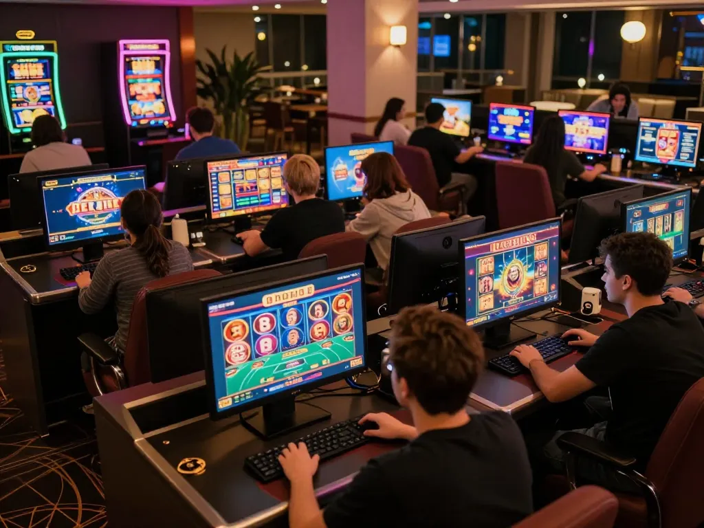 Players engaging in exciting online gaming on LC88, showcasing vibrant casino atmosphere
