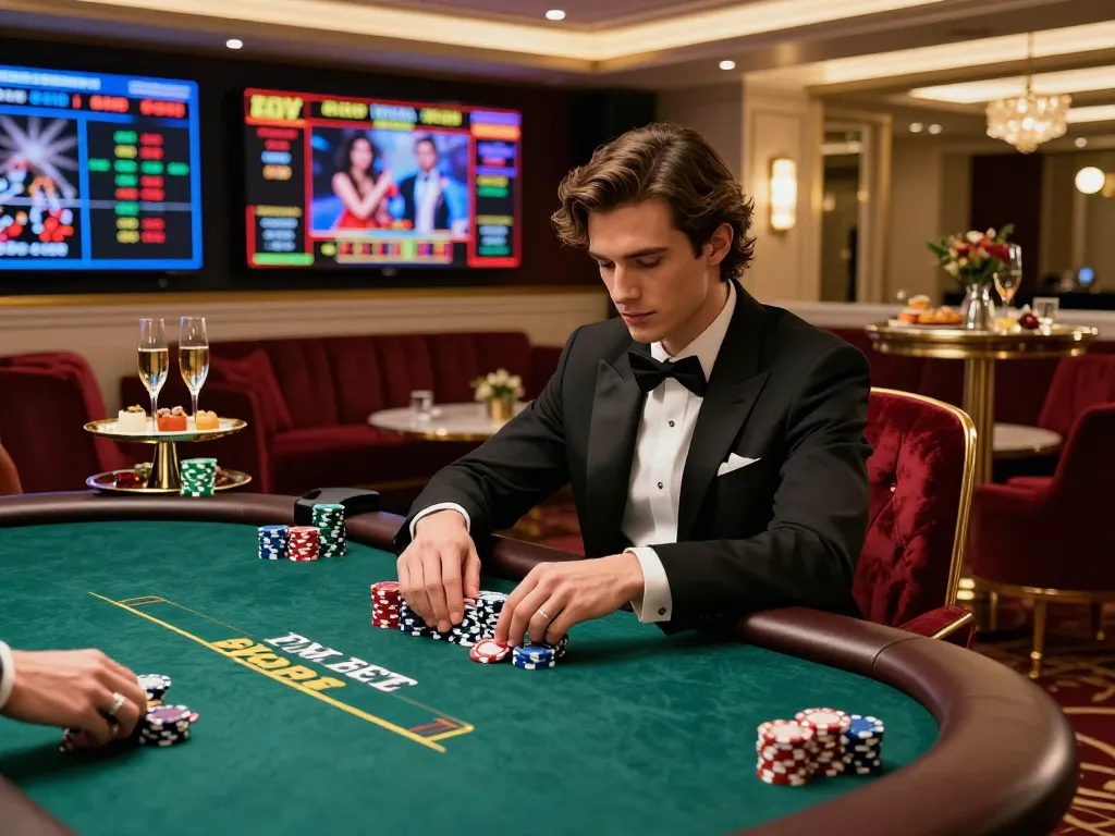 Elegant gambling experience at 8kbet with luxury decor and poker action.