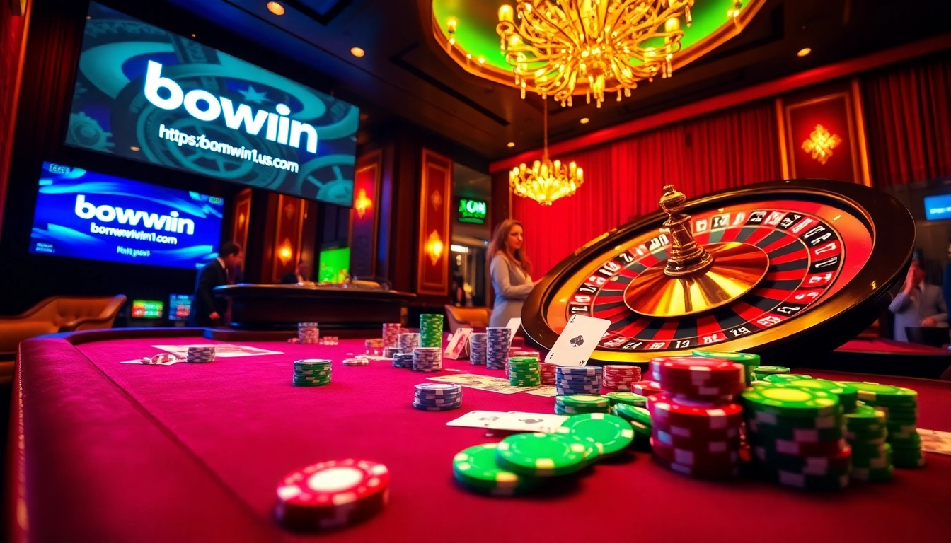Experience thrilling gambling action at https://bomwin1.us.com/ with vibrant poker tables and excited players.