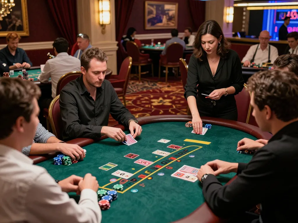 Players strategizing at the blackjack table in BL555, showcasing an engaging game night experience.