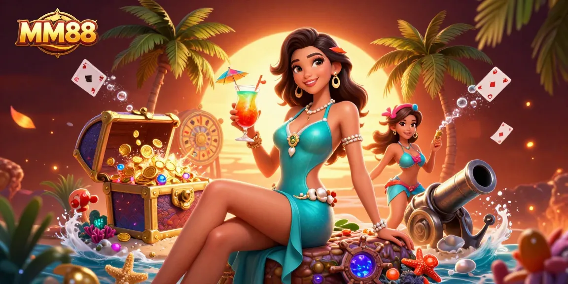 Experience MM88's vibrant casino atmosphere as a glamorous woman celebrates a jackpot win!
