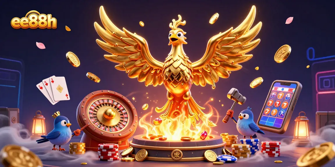 Experience the thrill of winning at ee88h with a magnificent golden phoenix and casino treasures.