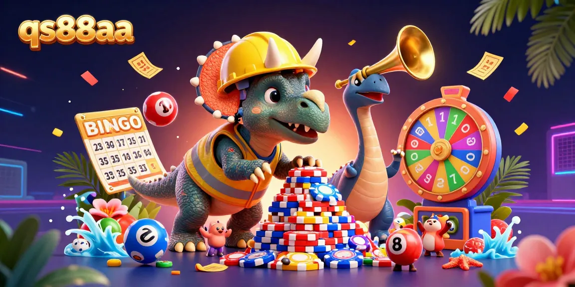 Celebrate winning moments at qs88aa with a dynamic, colorful scene of cheerful characters and exciting lottery elements.