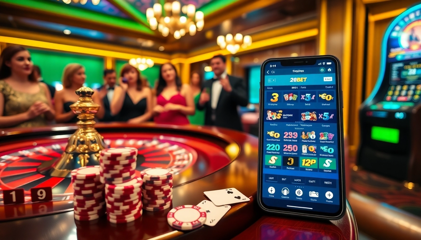 Experience the excitement of gambling with https://28bet.gr.com/ at a vibrant casino scene with poker chips and roulette.