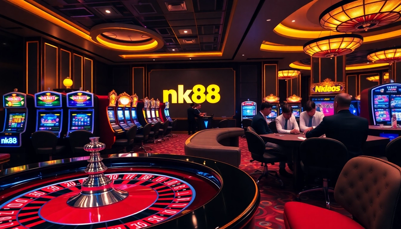 Join the excitement at nk88 with lively casino tables and dazzling slot machines.