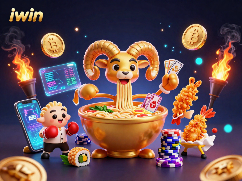 Engage in high-stakes gaming with iwin's vibrant 3D crypto casino scene featuring playful characters.