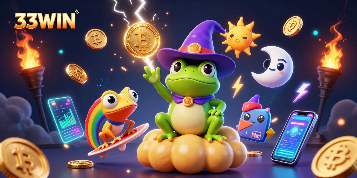 Spin with excitement at 33WIN, featuring a dynamic storm of gold coins and vibrant gaming elements!