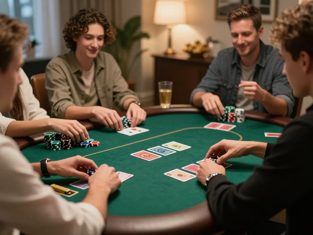 AX88 players strategizing during high-stakes poker night, engaging tabletop action.