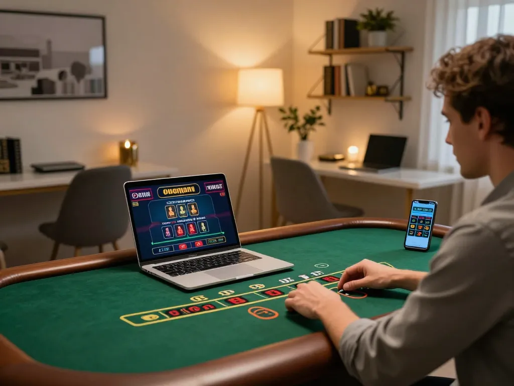 Play blackjack on a laptop at home while accessing 78win for premium online gaming.