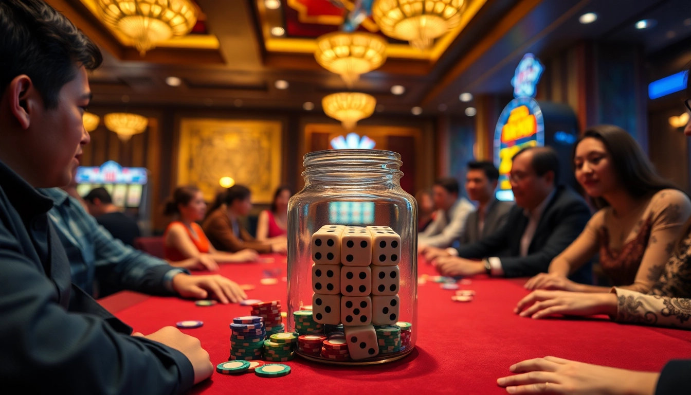Engage in the excitement of Luckywin tài xỉu md5 at a vibrant casino table.