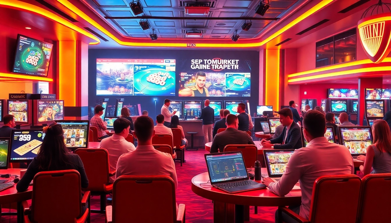 Exciting gaming scene showcasing iwin with players engaged in multiple games and vibrant colors.