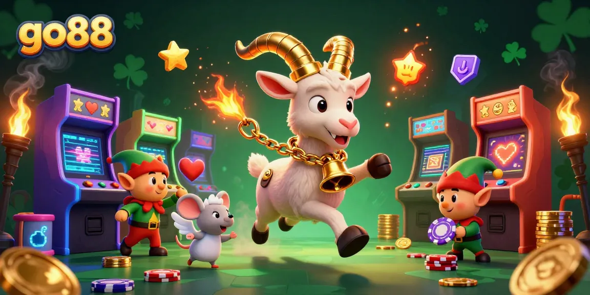 Win big at go88 with a fun casino scene featuring cartoon characters and vibrant gaming elements.