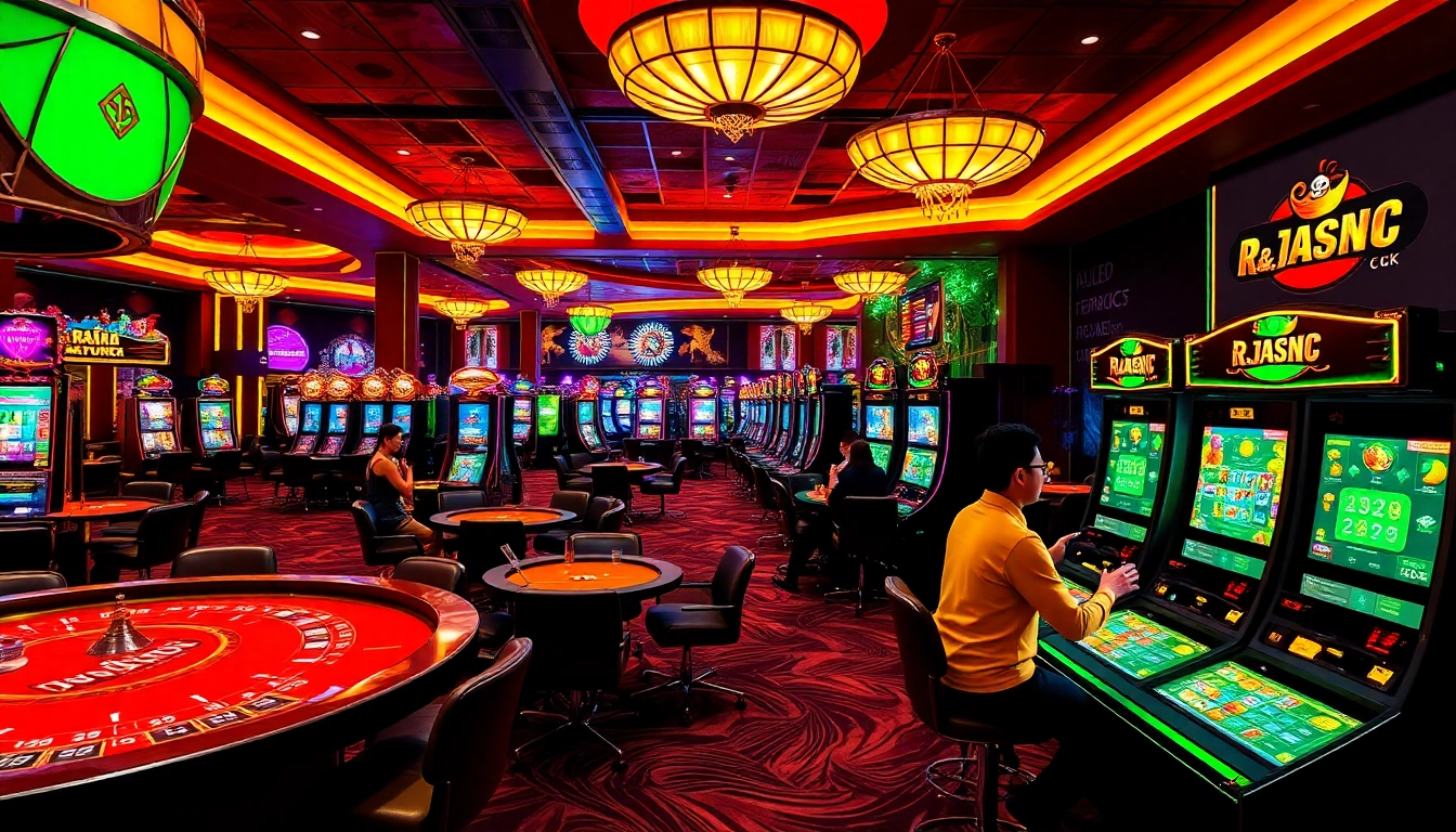Raja Luck casino interior showcasing dynamic gaming excitement and luxury.