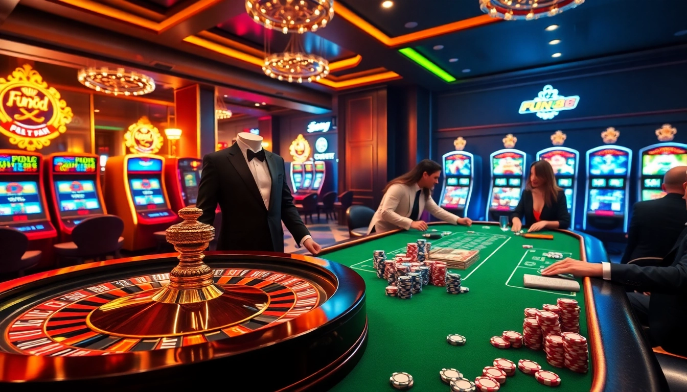 Experience thrilling gameplay at Fun88's vibrant casino with roulette, poker, and lively players.