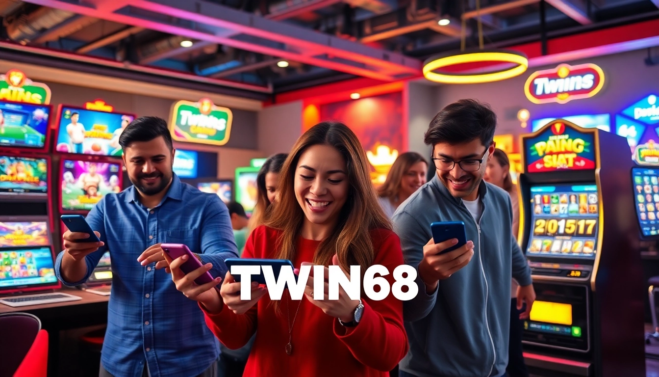 Tải app TWIN68 for a thrilling online gaming experience with vibrant graphics and excited users.