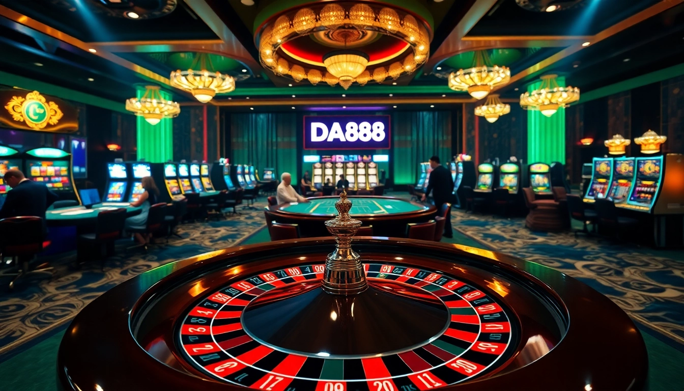 Participate in exciting games at DA88 casino featuring roulette and poker table.