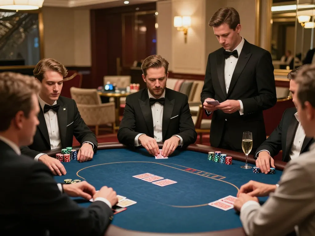 High-stakes poker players engaging in intense gameplay at jun88's exclusive VIP table