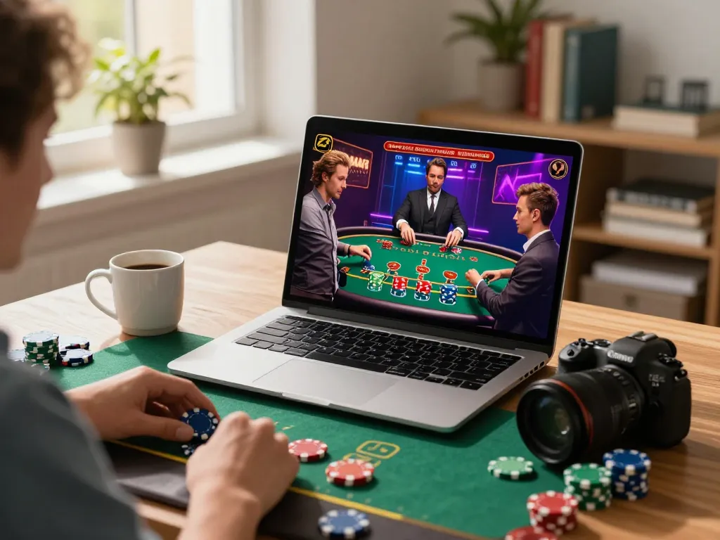 Engaging online gambling scene on https://tg88uk.com/ with players enjoying live blackjack at home.