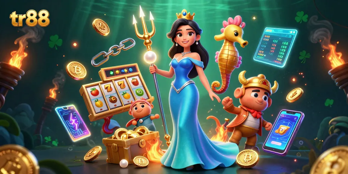 Spin to win big with TR88's exciting slot games featuring vibrant 3D characters and glowing coins!