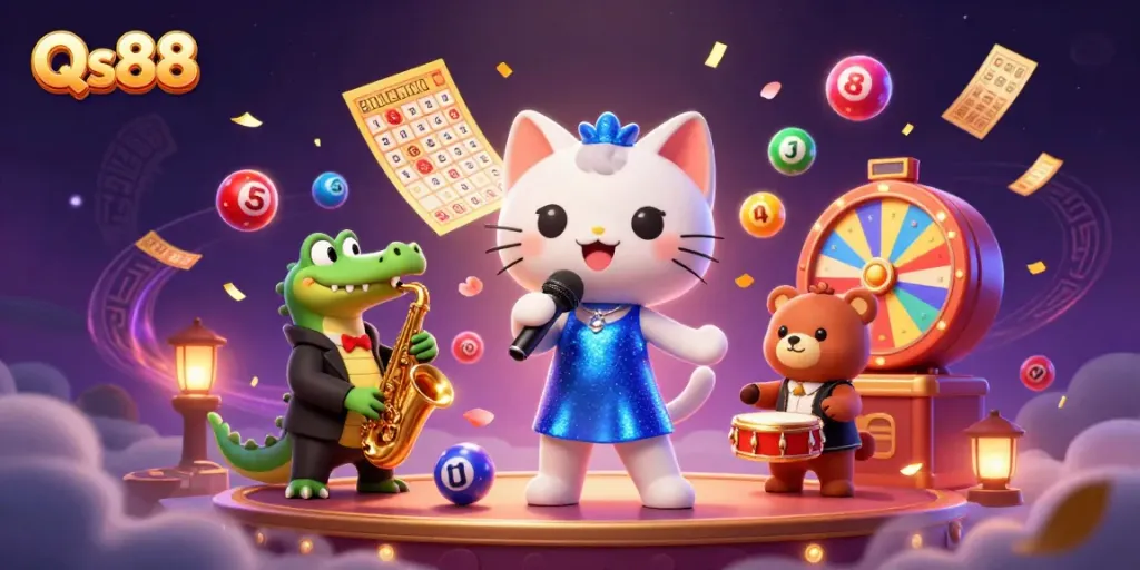 Experience the vibrant joy of Qs88 with lively characters and interactive gaming elements.