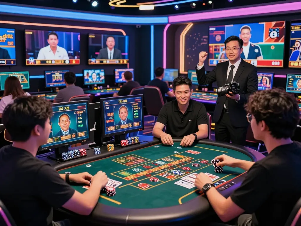 Engaging players at Hitclub tài xỉu online casino celebrating wins and enjoying vibrant gaming atmosphere.