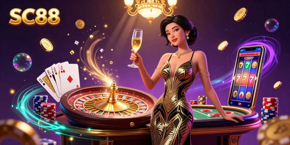 Experience winning strategies at SC88 with a glamorous casino scene featuring rich games and lucky charms.