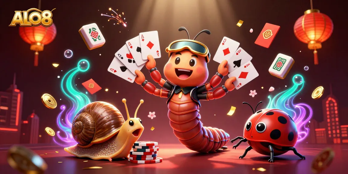 Experience thrilling gaming activities at ALO8 featuring vibrant characters and casino elements.