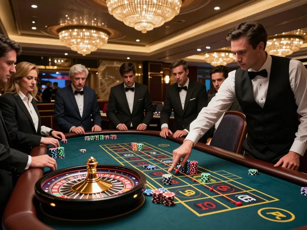 Players engaging in intense roulette gameplay at FC88 casino, showcasing strategy and excitement.