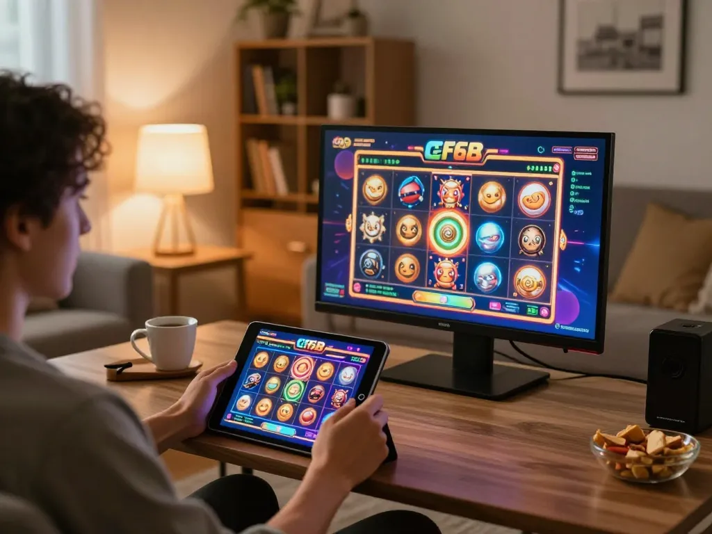 Engaging gameplay on link cf68 showing vibrant online casino games in a cozy home setting