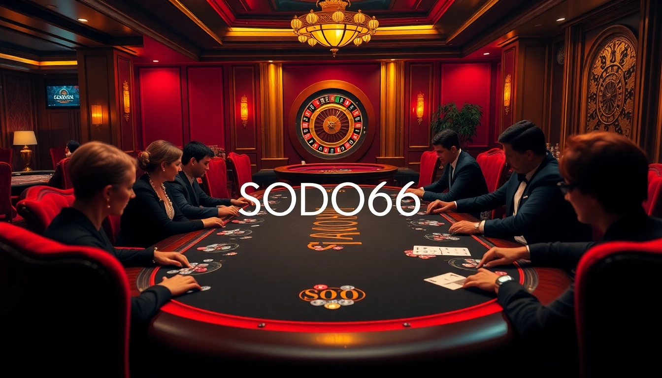 SODO66 players engage in intense poker gameplay at a luxurious casino table.