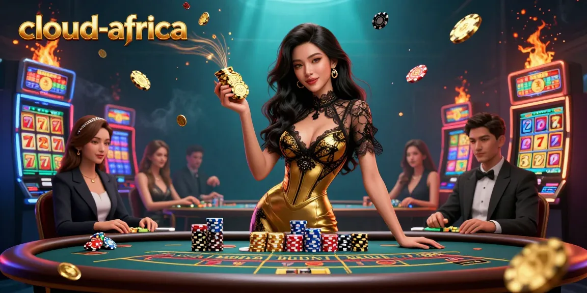 Experience exciting 3D casino action at cloud-africa with vibrant slot machines and glamorous players.