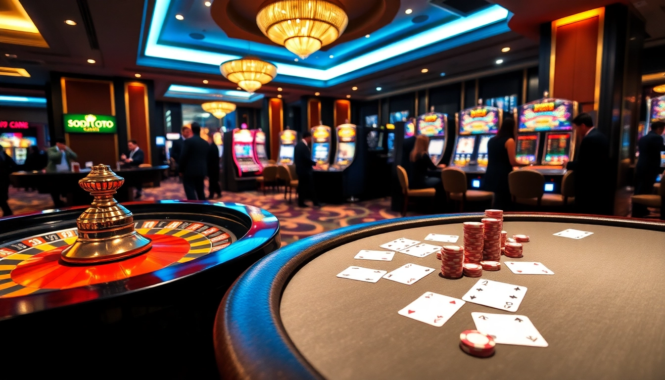 SODO CASINO vibrant gameplay scene showcasing high-stakes excitement and elegance in a casino.