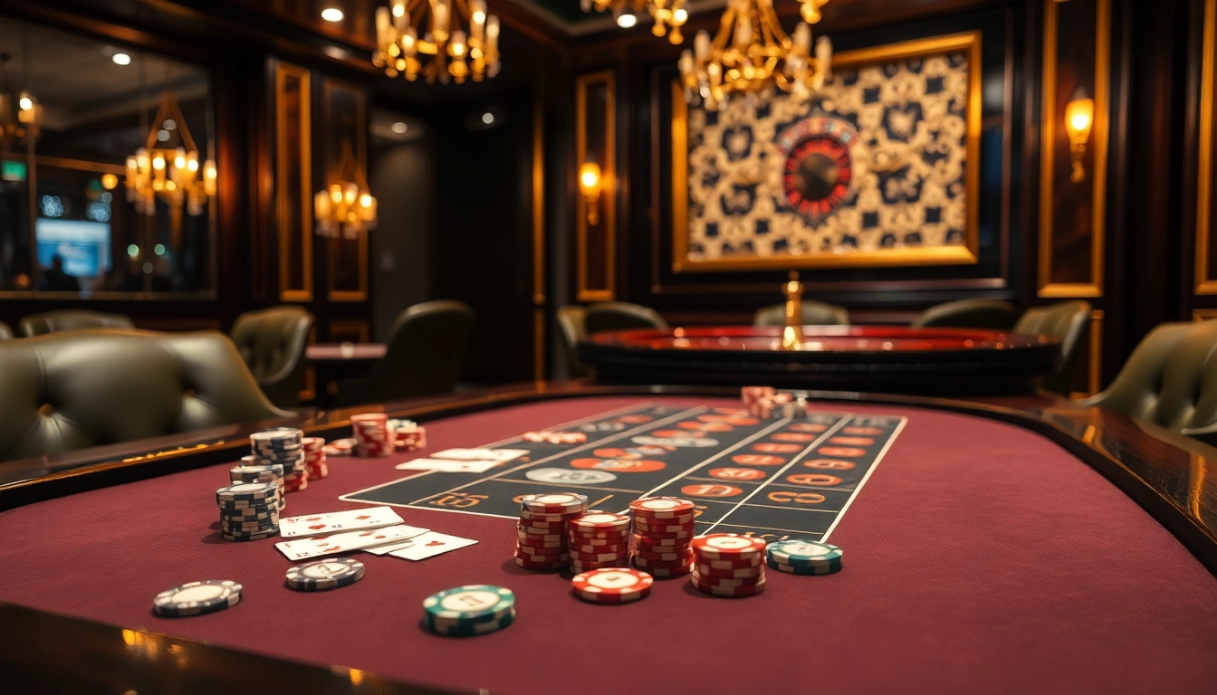 Engage with fun79's exciting casino scene featuring poker chips, cards, and a roulette wheel.