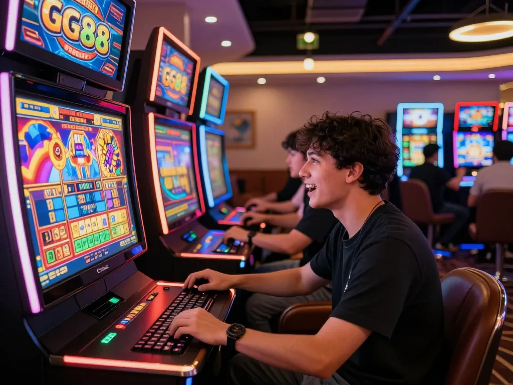 Exciting GG88 slot gaming experience with players engaged in a vibrant online casino atmosphere.