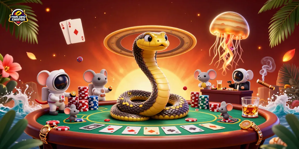 Betting in credit card casinos featuring cosmic characters and vibrant poker elements