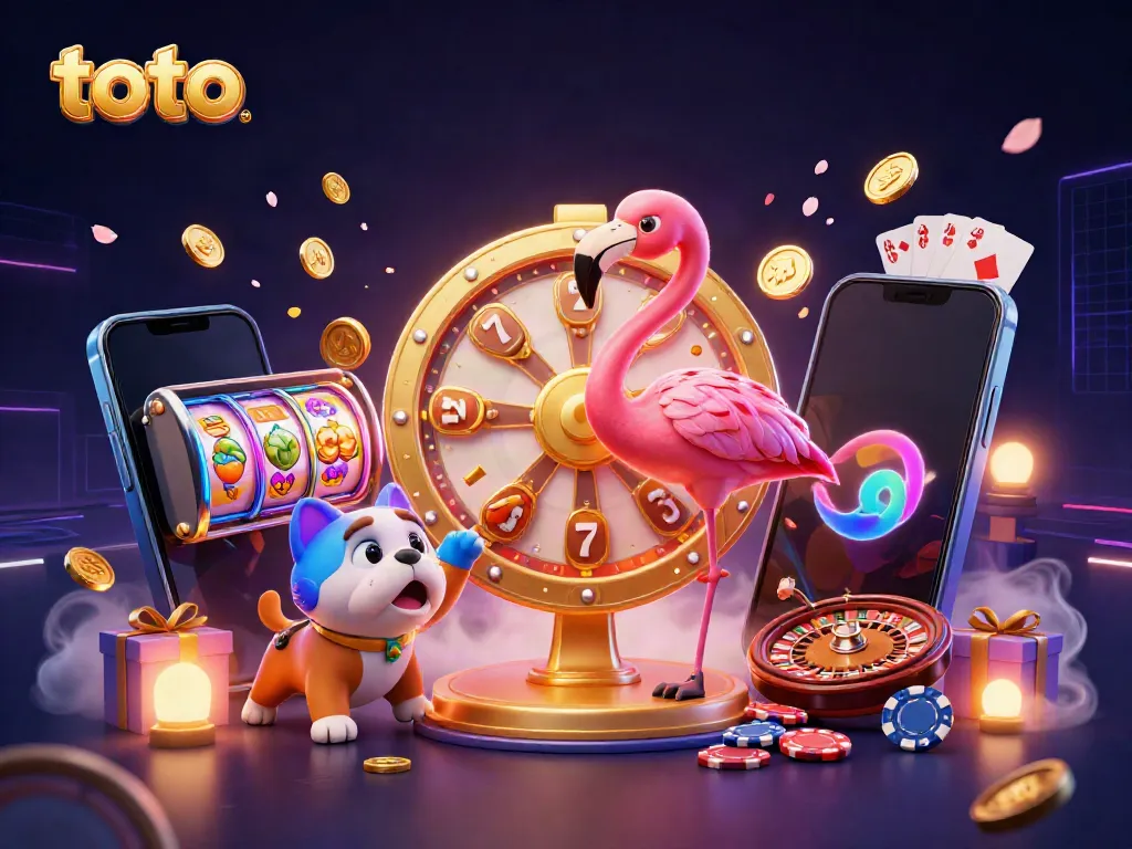 Engage in the thrilling toto slot experience with colorful slots, a game host, and exciting prizes!